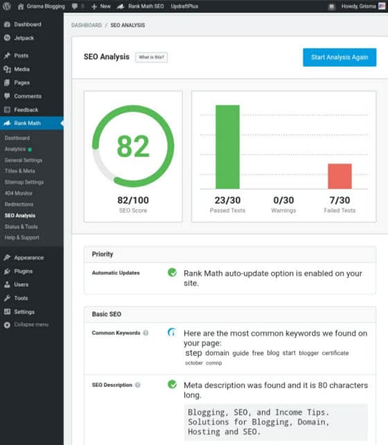 Rankmath Seo Analysis