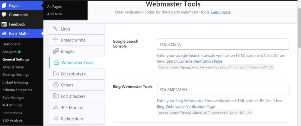 Verifying Domain To Use Rankmath Instant Indexing