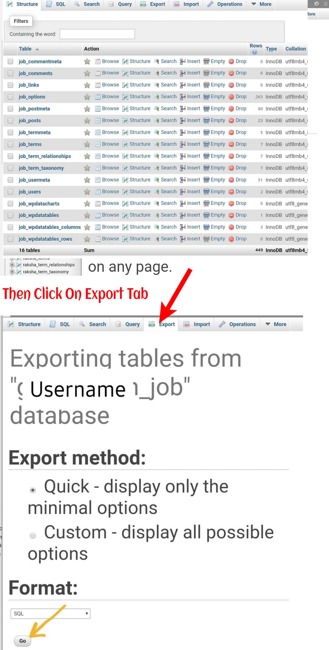 Export Databases To Migrate Website