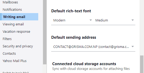 Setting Default Send Only Email Address