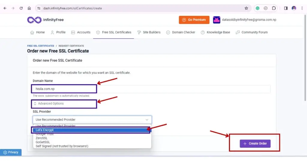 Creating A Free Ssl Certificate Order